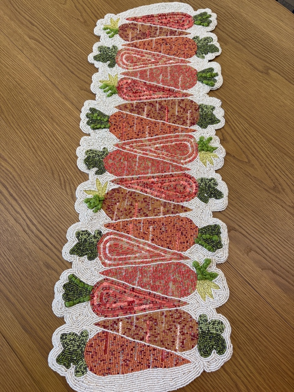 Beaded Carrot Runner Table Accent - Orange & Green